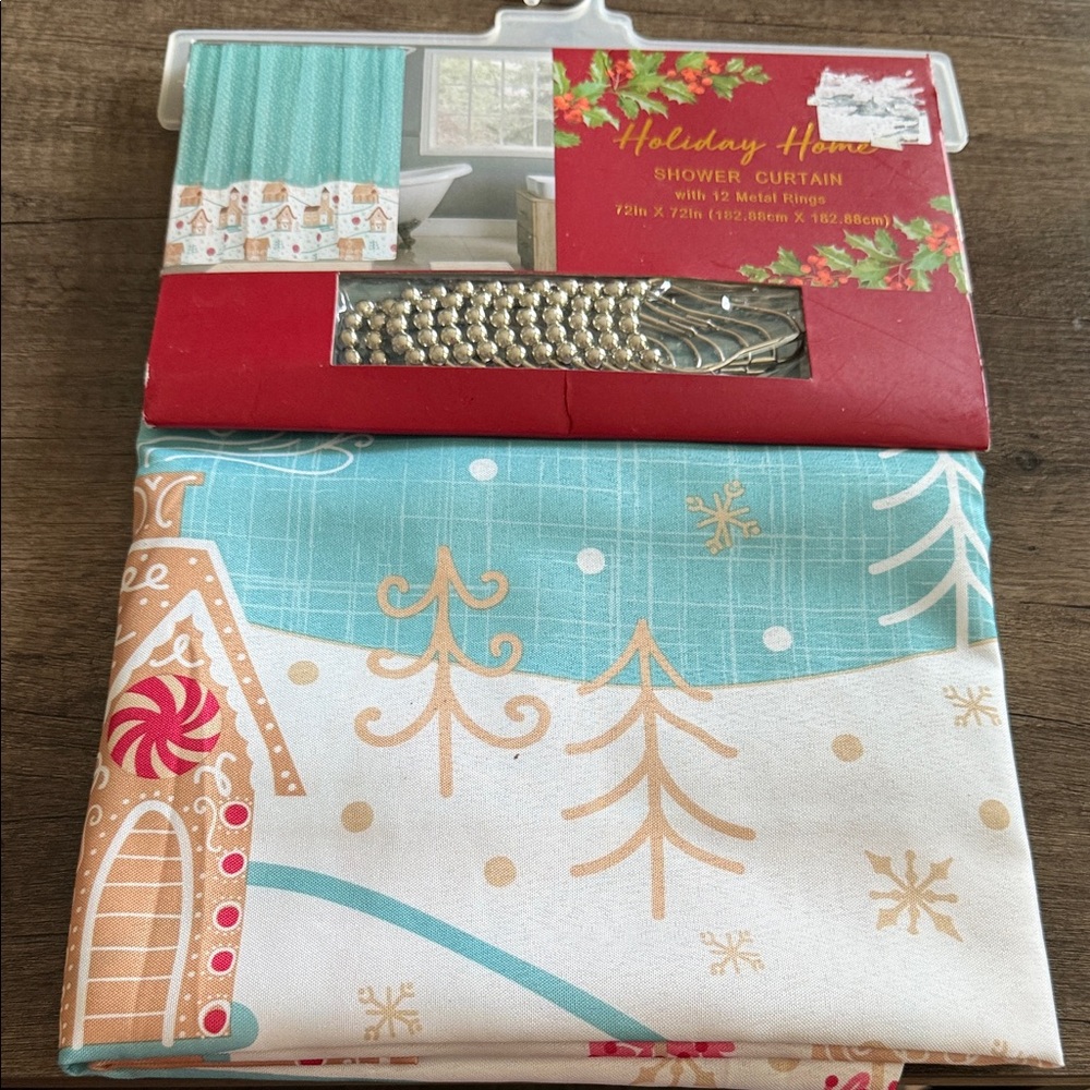Blue holiday Shower Curtain- Brand new
